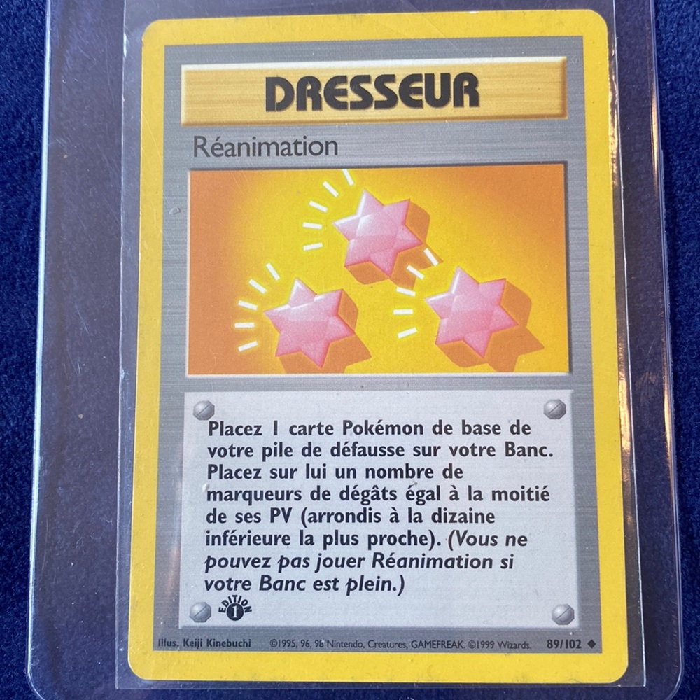 Vintage 1st Edition Revive Trainer Pokémon Card 89/102 in French